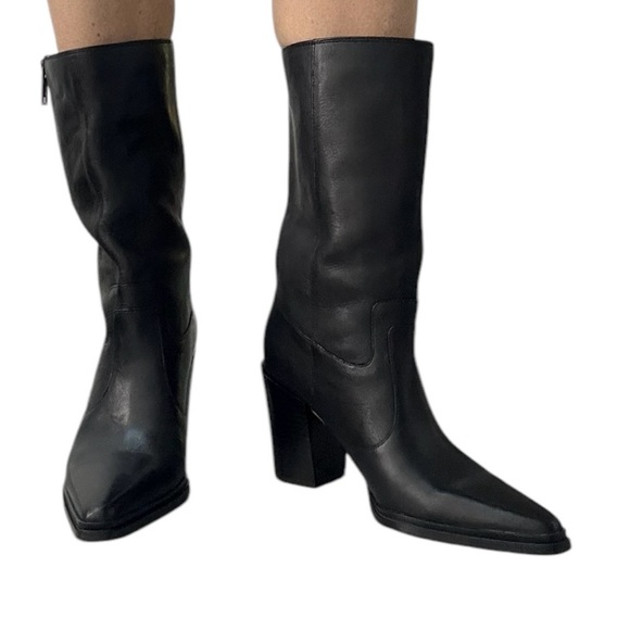 NWOB Franco Sarto Black Pointed Toe Dress Cowboy Boot Size 7.5 - Picture 1 of 7